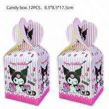 Sanrio Sanrio 12pcs Cute Hello Kitty Kuromi Cinnamoroll Birthday Party Decorations, Candy Bags, Gift Bags, Kraft Paper Bags, Tote Bags, Birthday Party Decoration Gift Wrapping Paper Bags, Theme Birthday Party Decorations Hello Kitty Candy Box Kuromi Popcorn Box