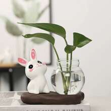 1 szt. Ceramiczna słodka ozdoba z królikiem z kreskówek, kreatywna dekoracja domu do przedpokoju, biurko, regał, terrarium, wystrój ogrodu, doniczka, wystrój zewnętrzny