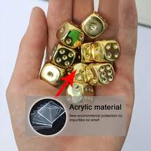 Gold-Plated Acrylic Dice - Scratch-Resistant, Non-Fading, Odorless, No Electricity Needed. Suitable For Party Games, Bars, KTVs And Home Entertainment.