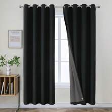 Rideau 100% caché 2 pièces, rideau en lin isolé thermiquement anti-chaleur texturé opaque rideau à œillets isolation légère anti-UV décoration chambre maison salon intérieur