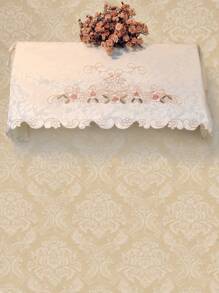 1pc Satin Jacquard Fabric Rose Embroidered Hollow-Out Exquisite Palace Style Air Conditioner Cover, Dust Cover, Suitable For All Seasons, Anti-Dirty, Home Decor, Daily Home Gathering, Festival Gathering, Banquet, Birthday, Indoor And Outdoor Home Decor, Festival Decor, Gifts, Party, Wedding Decorations, Decor, Outdoor Furniture Series, Customizable Size