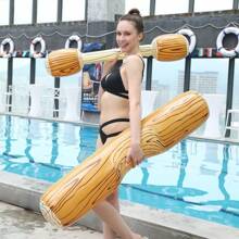1/2pcs Inflatable Wood Grain Percussion Rod Inflatable Water Sports Rod Foldable Seat Adult Floating Chair Thickened Inflatable Water Pair Wood Seat - Multicolor - View 6
