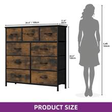 Kommode mit 9 Schubladen,Schrank,Stoffschubladen mit Griffen,Kommodenschrank mit Stabiler Stahlrahmen