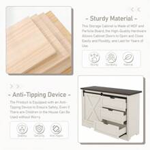 47 Inch Drawer Dresser, Bar Chest, Dining Sideboard, Storage Cabinet With Silent Sliding Doors And Three Drawers, Space Saving, Suitable For Dining Room, Living Room, Bedroom, Etc. - 米色 - 查看 6