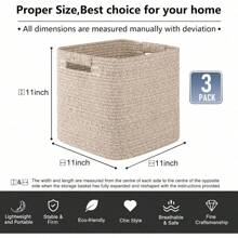 Organizing Storage Boxes 11-Inch Cotton Cord Weave Toy Storage Bins 3-Pack Box Shape Design Shelves Organizer Brown Nursery Storage For Kids