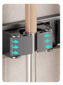 1 szt. Srebrnoszary 4 klipsy i 5 haczyków Aluminiowy uchwyt na mopa Montowany na ścianie Łazienkowy stały półka, do przechowywania mopa, miotły i balkonu Dostępne są również 2 klipsy 3 haki i 3 klipsy 4 haki