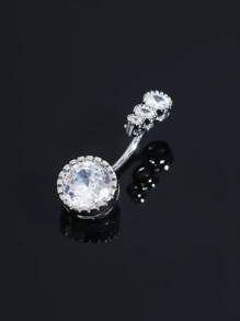 1pc Body Jewelry Navel Piercing, Fashionable Rhinestone Butterfly Navel Ring
