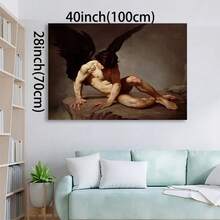 1Pc Angel Wings Wooden Box Cloth Painting Thickness Cm/0.9 Inch High Quality Mural Print Poster Direct Hanging Mural Decoration, Suitable For Family Gifts, Christmas Gifts, Living Room, Bathroom, Bedroom, Kitchen - Black - View 2