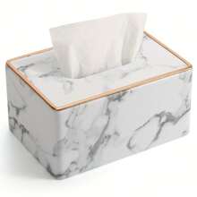 Caja de pañuelos de PU con bordes dorados - Portarrollos de papel para el hogar, la cocina, el baño, la sala de estar y el dormitorio