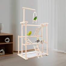 TFCFL Parrots Rack, Wood Bird Playing Stand, Pet Parrot Rack - Log Color - View 4
