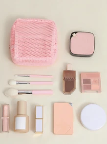 1 Stück süße Dopamin-Farbgitter-Datenkabel-Aufbewahrungstasche, (Schlüsselband separat erhältlich, Farbe ist zufällig), tragbare handgehaltene Kabel-Ohrhörer-Stromladegerät-Lippenstift-Tasche, Rosa/Lila/Blau kleine Reise-Aufbewahrungstasche, Reiseaccessoires, Reiseersatzteile, Handy-Aufbewahrungstasche Kabelverwaltung