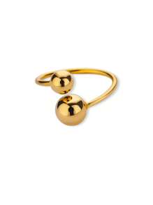 1PC Exaggerated Stainless Steel Bead Ball Rings For Women Men Open Adjustable Gold Color Stainless Steel Ring Waterproof Jewelry Gift