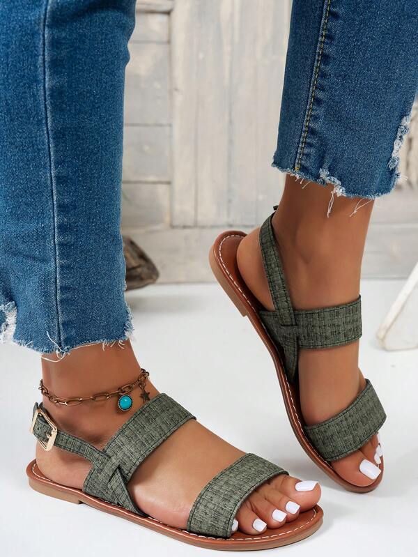 Women's Fashionable Elegant Casual Vintage Outdoor Beach Non-Slip Wear-Resistant Flat Sandals, Suitable For Summer, Labor Day, Mother's Day