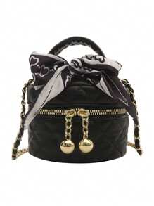 1 件新款女孩迷你菱形丝巾手提包采用 PU 材料制成，双拉链开合，可爱精致，时尚百搭，日常通勤、外出和旅行的必备单品 - A - 查看 11