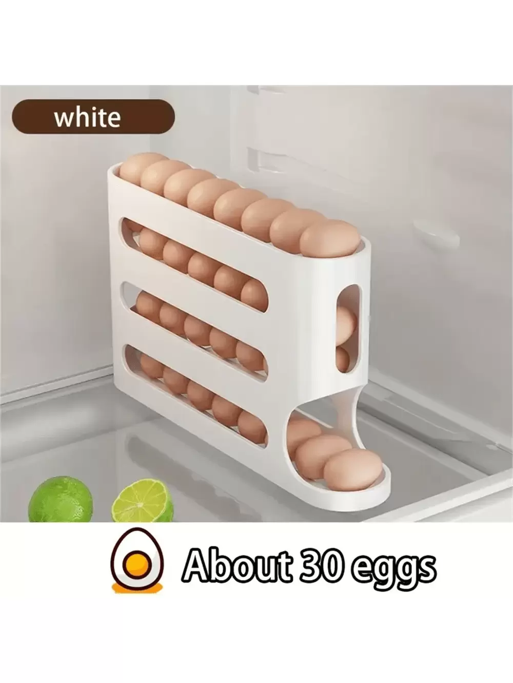 SOKANY صندوق تخزين البيض بسعة كبيرة مكون من 4 طبقات، صندوق تخزين البيض على الباب الجانبي للثلاجة، صندوق حفظ البيض الطازج، رف بيض الثلاجة. مادة البولي بروبيلين للغاية. مناسب للتخزين في الثلاجة، ويوفر المساحة، وأداة أساسية للحفاظ على النضارة للمطبخ.