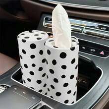 4/2/1件装 时尚黑白车载纸巾盒 可爱波点车载纸巾架 内含3层柔软面巾纸 千鸟格图案纸巾架 圆形设计 适用于汽车杯架、家庭浴室和办公室 旅行纸巾筒 内含40张纸巾 - 彩色 - 查看 6