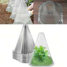 20/50 piezas Cubierta protectora reutilizable para plantas - Manta antihielo de plástico transparente, barrera de jardín para prevenir pájaros, heladas y caracoles - Costillas verticales para soporte y circulación de aire - Ideal para semilleros y plantas frágiles, a prueba de insectos | Diseño transparente | Textura acanalada, Cubierta de red de jardín para plantas