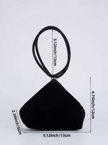 Mini Velvet Rhinestone Handbag Clutch, Unique Shape Cute Makeup Bag Coin Purse Stylish Small Bag - Black - View 4