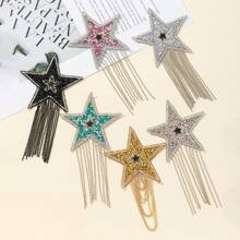 1pc Star Tassel Patch With Heat Melt Glue, Suitable For DIY Craft Accessories, Clothing Patch Decorations, All Seasons