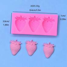 1pc Strawberry Shaped Silicone Mold, Multi-Functional Decorative Mold For Resin, Wax Candle - Pink - View 3