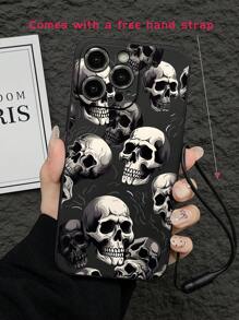 1pc Gothic Skull Print Frosted Edge Phone Case, Compatible With Apple IPhone 11/12/13/14/15/16/16Pro/16ProMax And Galaxy A05/A15/A25/A35/A53/A54/A55/A56/S23/S24/S25