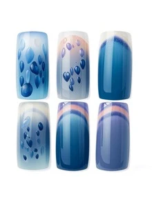 Dofuny 6color Blue Chrome Powder Nails Rubbing Glitter Mirror Effect For Professional Manicure Design Colorful Nail Art Metallic Pigment Dust