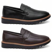 Combo Masculino 02 Pares De Oxford Mocassim Slip On Solado Tratorado Acompanha Palmilha Brinde Numeração Especial 37 Ao 46 Café E Preto