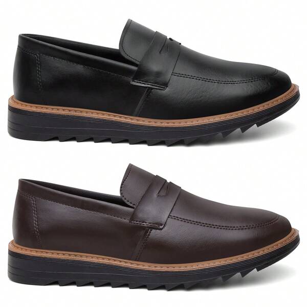 Combo Masculino 02 Pares De Oxford Mocassim Slip On Solado Tratorado Acompanha Palmilha Brinde Numeração Especial 37 Ao 46 Café E Preto