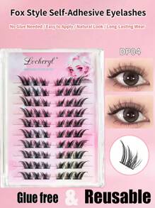 Lvcheryl Lvcheryl 60pcs /Box Glue Free Lash Clusters Eyelashes Press-On Lashes Individual Lash Extension No Glue Needed Natural Self Adhesive DIY Eyelash