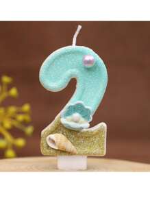 1支夏季海滩主题蜡烛，蓝金渐变数字蜡烛，饰以3D贝壳和蓝色珍珠贝壳图案，0-9数字生日蜡烛，适用于生日派对蛋糕装饰、洗礼蛋糕装饰、海洋主题蛋糕装饰蜡烛，手工DIY，摆放位置略有不同。 - 沙灘海洋 - 查看 19