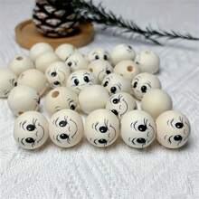 20mm Wooden Beads With Big Eyes And Happy Expressions - 5/20/40pcs For Jewelry Making, DIY Lucky Bug Keychains, And Home Decorations