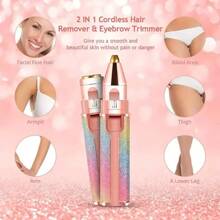 2-In-1 Electric Eyebrow And Nose Hair Trimmer, Rechargeable USB Battery Operated, Multipurpose Body Hair Removal Tool, Professional Automatic Brow Shaping Pen
