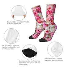 Prachtige bosprint roze en rode rozen romantische bloemen prachtige vintage botanische mooie vlinders en bloemen poster sok voor mannen hiphop harajuku vrolijk naadloos patroon bedrukte jongens crew sok nieuwigheid cadeau