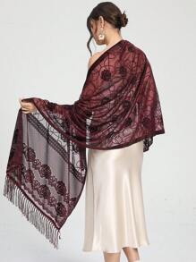 1pc Delicate Embroidery Flower Pattern Square Scarf With Ruffle Edge, Versatile Elegant Women Neckerchief - Multicolor - View 16