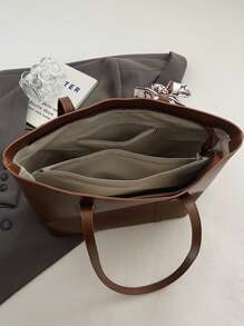 Women's Large Capacity Tote Bag, Suitable For Daily Commuting In Autumn/Winter - Coffee Brown - View 7