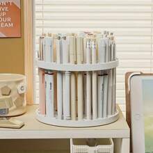 1pc Space Saving White Makeup Brush Holder - Detachable Makeup Brushes, Pens, Eyeliner Storage And Drying Rack - Fashionable Design With Rotating Function For Easy Access, Ideal For Vanity Or Office Desk,For Holiday Beach, Bathroom Collection, Bedroom Collection, Large Capacity