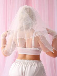 Plus Size Women Front Closure Wireless Push Up Bra - White - View 2