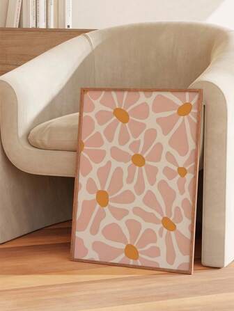 1 Stück Leinwanddruck mit rosa Blume, moderne Boho Wanddekoration, rahmenloses botanisches Poster für Schlafzimmer, Büro und Wohnung, festliches Urlaubsgeschenk