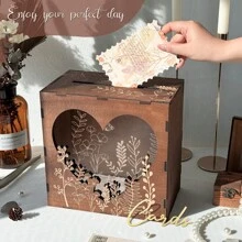 派对婚礼卡盒，接待用木制婚礼卡盒，乡村婚礼卡片和钱盒，信封钱盒礼品卡盒，婚礼装饰毕业生日礼物生日装饰派对装饰单身派对夏季海滩返校学校用品房间装饰 - 婚禮卡片盒 - 查看 5