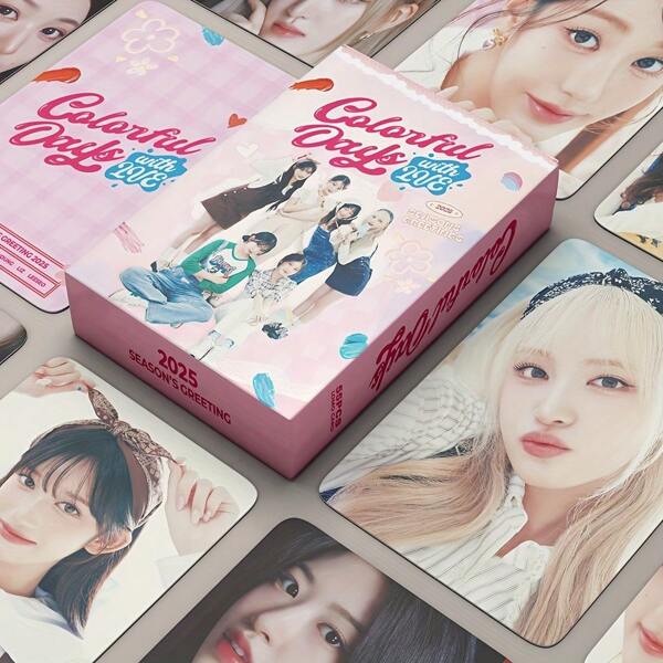 2 piezas/55 piezas Tarjetas LOMO de "Días Coloridos" de K-POP - Tarjetas postales con diseño de cuadros rosa, perfectas para fans, deseando buena suerte y tarjetas de agradecimiento, tarjetas de colección | Estética vibrante | Elementos decorativos, tarjetas de felicitación