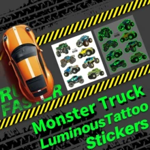 8pcs Temporary Tattoo Stickers For Luminous Monster Cars, Glowing Patterns For Big Footed Cars, Flame Off-Road Vehicles, Racing Cars, Etc., Cute Waterproof Stickers, The Best Gift For Family And Friends, Music Festivals, Parties, Holiday Body Decorations, Beautiful And Cool Fake Tattoos