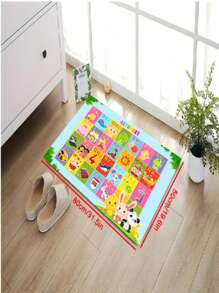 1 件可爱动物和字母图案地毯，家居装饰地毯，耐用、舒适、防尘、易清洁，适用于客厅、卧室