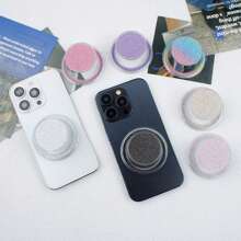 1个闪亮磁性透明气垫手机支架，粘胶式，兼容 16/15/14手机配件，发光慵懒支架 - 彩色 - 查看 2