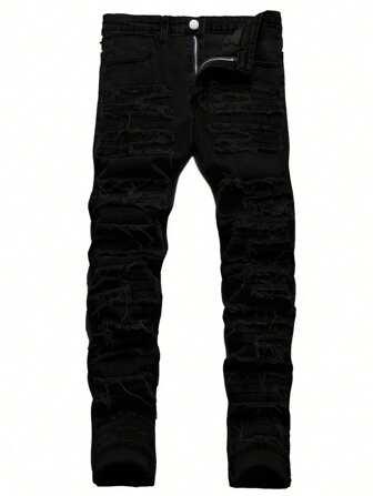 Teen Boy Fashionable Tasseled Distressed Denim Jeans
