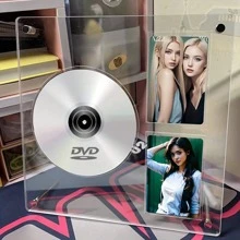 Marco de fotos de disco CD, soporte de exhibición de acrílico HD, pequeña caja de almacenamiento de tarjetas de álbum de discos, soporte de exhibición de tarjetas de fotos de álbum de ídolos, marco de fotos, decoración de álbum transparente de acrílico, gran regalo, decoración de hogar y habitación de mesa