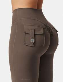YEOREO Flare Leggings With Pockets For Women Butt Lifting Gym Yoga Leggings Flare Leggings Joggers For Women Summer Clothes For Women - 咖啡棕 - 查看 8