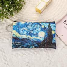 1pc Vintage Van Gogh Schilderij Stijl Muntenbeurs, Creatieve Opslag Voor Kleine Artikelen, Oogstmunten En Biljetten