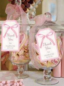 50 个粉色蝴蝶结感谢标签粉色蝴蝶结主题感谢标签礼品包装“感谢您与我们一起庆祝！”粉色蝴蝶结公主生日派对装饰用于送礼新娘送礼情人节，用于送礼新娘送礼，适合生日派对、婚礼、礼品、礼品、宴会、酒吧、公主生日、丝绸蝴蝶结感谢纸质标签用于婚礼新娘送礼派对礼品礼品用品、礼品包装 - 粉色 - 查看 6