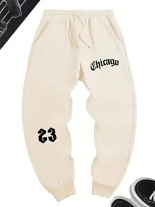 Y2K Pantalones  Deportivos  Para Hombre Con Letras Impresas Y Cintura Con Cordón