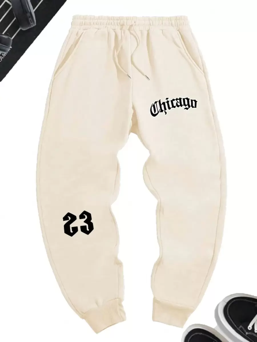 Y2K Pantalones  Deportivos  Para Hombre Con Letras Impresas Y Cintura Con Cordón